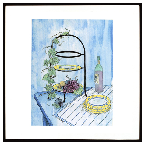 Table Set with Wine and Fruit